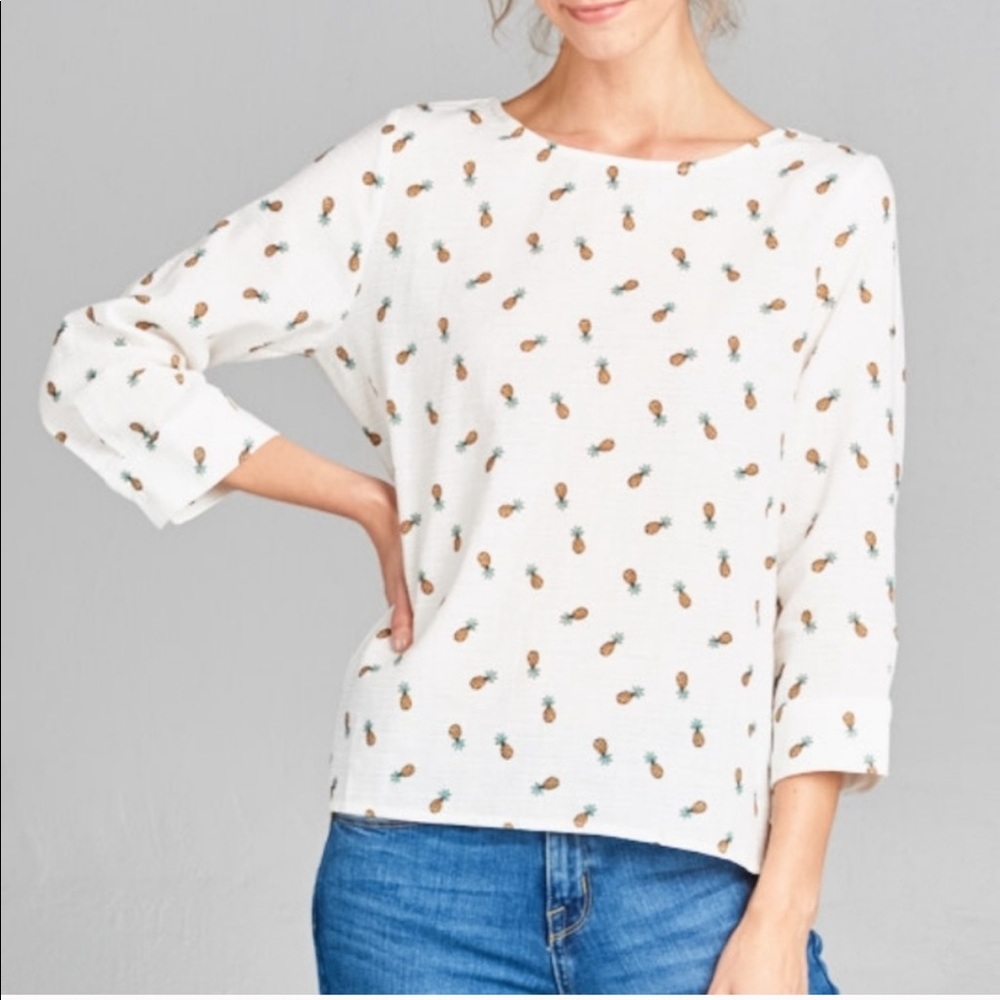 Anthropology Ellison Pineapple cotton linen shirt